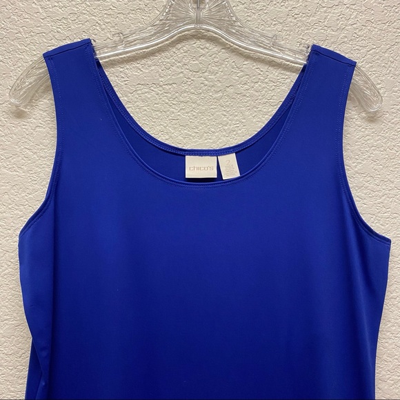 CHICO'S Microfiber Contemporary Basic Knit Nylon Stretch Tank Top Royal Blue 2/L - Picture 5 of 6